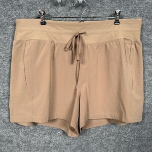 New Calia Womens Size XL Shorts Tan Beige Mid Rise  Elastic Waistband Drawstring